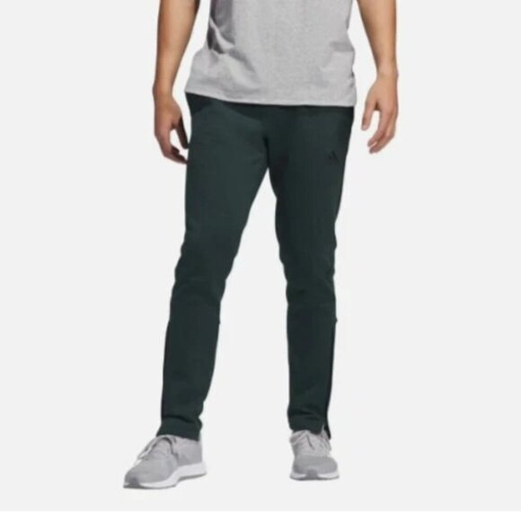 NEW Adidas Mens L Green Tapered Jogger Pants 100% Polyester Ankle Zip - Picture 1 of 10
